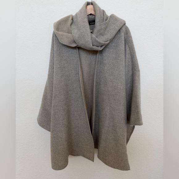 Alonpi Sweaters - Alonpi Cashmere Cardigan with Scarf Gray Beige 100% Cashmere Luxury